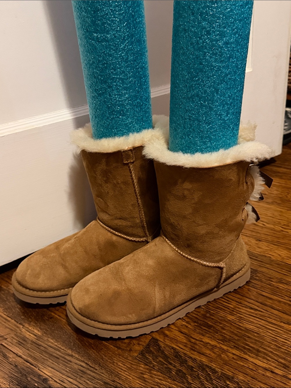 UGG Chestnut Suede Bow-Back Shearling Boots